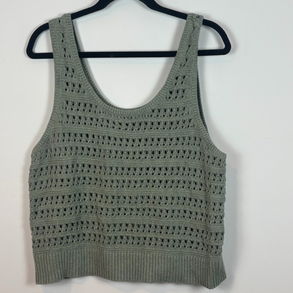 Old Navy Sage Green Cropped Knit Tank Sweater